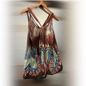 Moon Collection Multicolored Relaxed Tie Front Tank Top Size Small